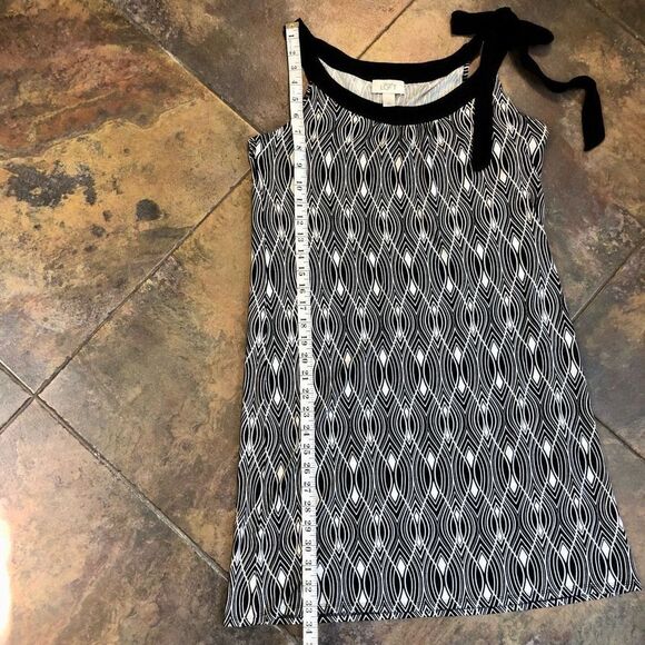 LOFT Women’s Black White Geometric Dress Medium - Picture 6 of 7